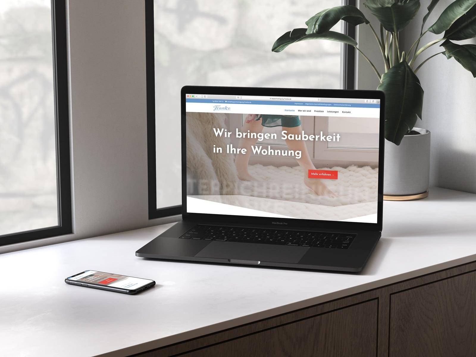 Referenz - WordPress Website Handwerk - Website Teppichreinigung Franke