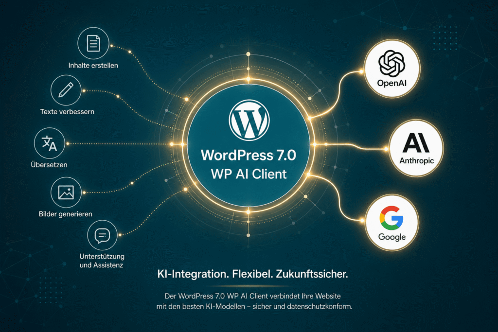 Wordpress 7 & divi 5: das perfekte zusammenspiel für ihre website 2 Wordpress 7. 0 wp ai client verbindet openai, anthropic und google mit dem cms, ki-integration